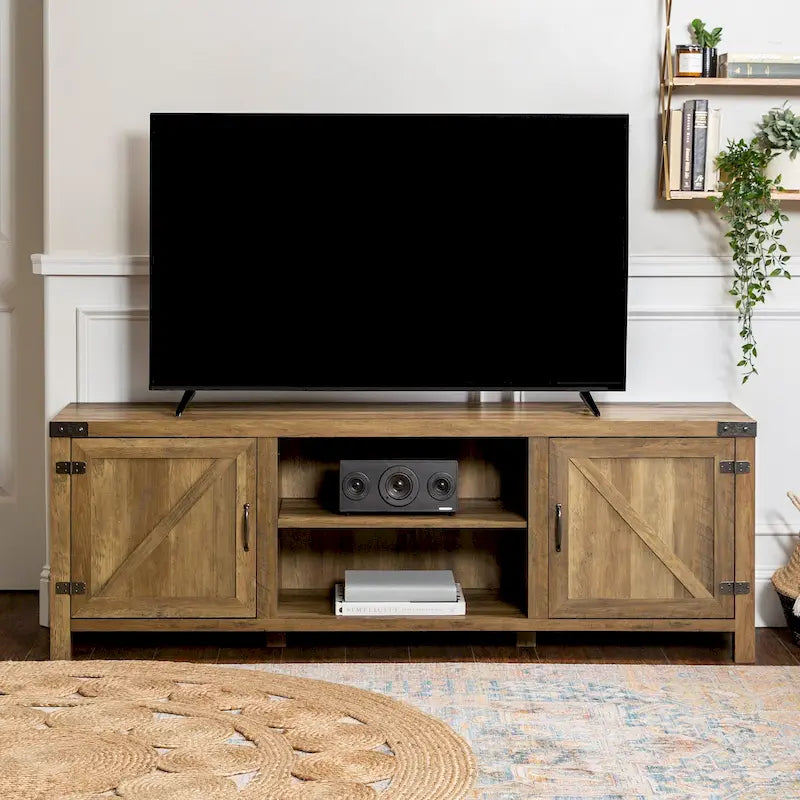 Barn Door TV Stand - Grey/Oak, 70"