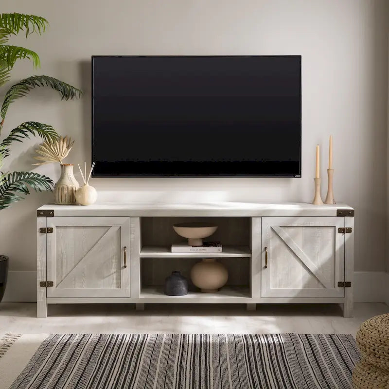 Barn Door TV Stand - Grey/Oak, 70"
