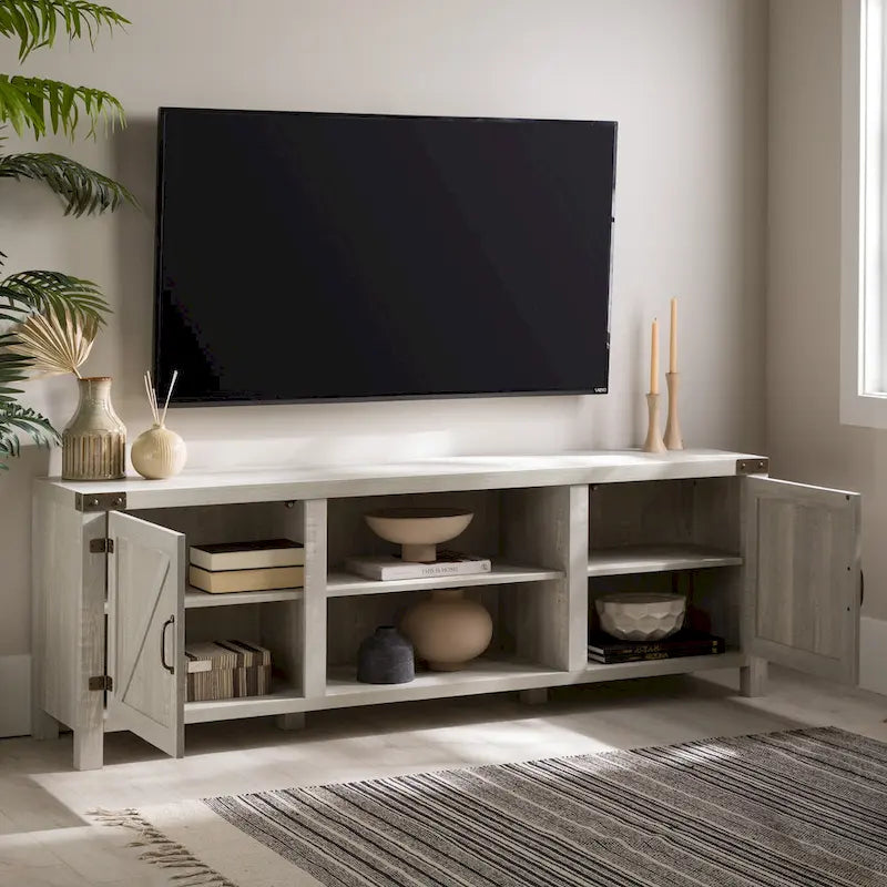 Barn Door TV Stand - Grey/Oak, 70"