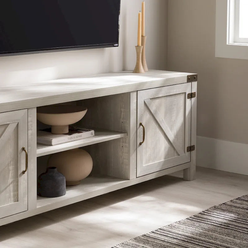 Barn Door TV Stand - Grey/Oak, 70"