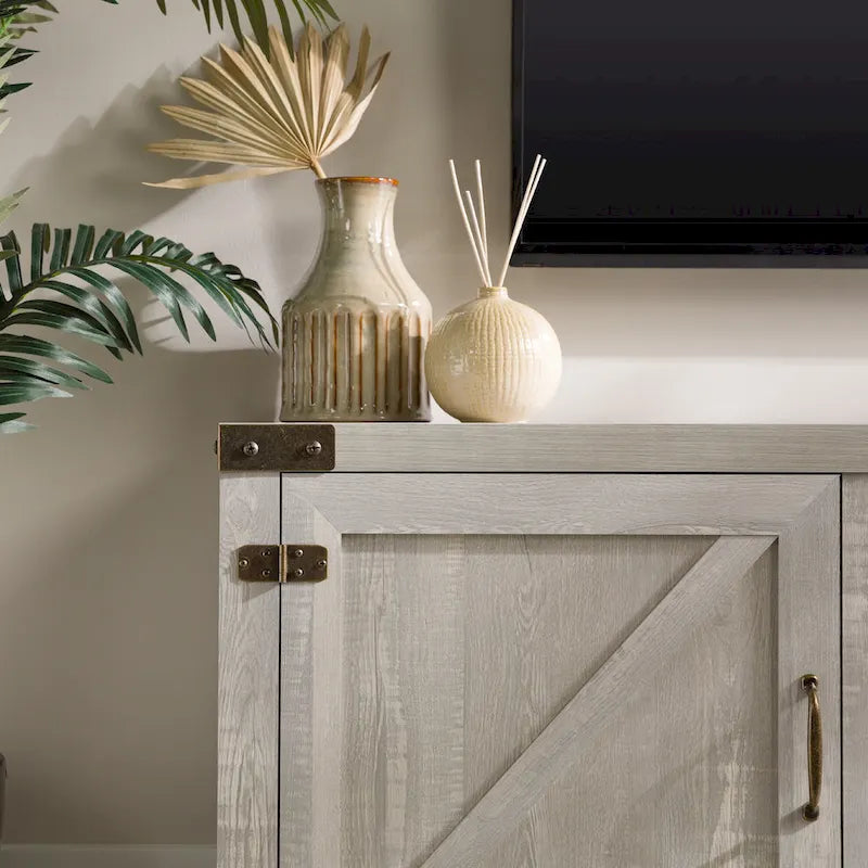 Barn Door TV Stand - Grey/Oak, 70"
