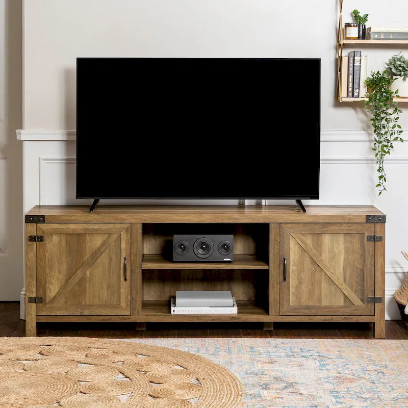 Barn Door TV Stand - Grey/Oak, 70"