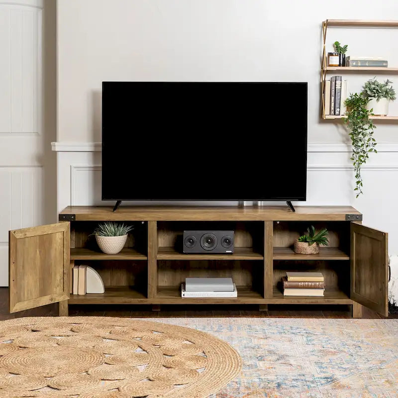 Barn Door TV Stand - Grey/Oak, 70"