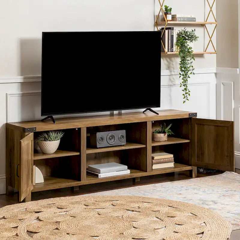 Barn Door TV Stand - Grey/Oak, 70"