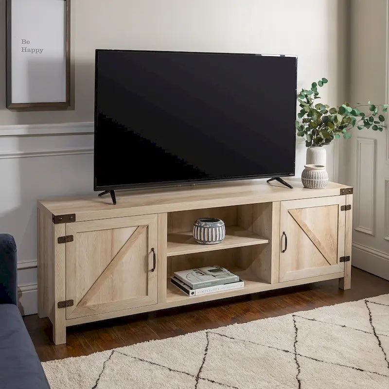 Barn Door TV Stand - Grey/Oak, 70"