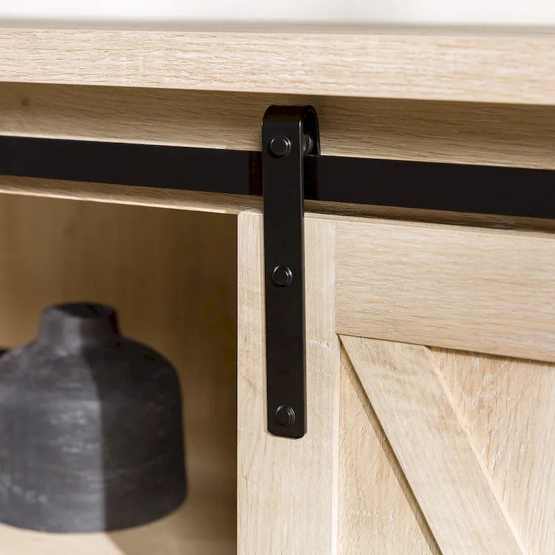 Sliding Barn Door TV Stand - Oak/Grey/White, 58"