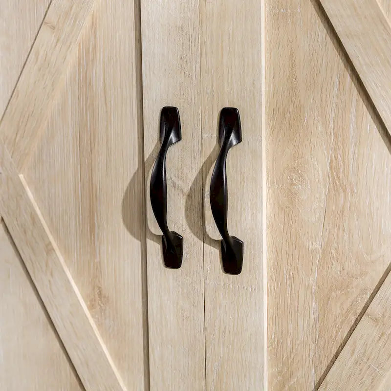 Sliding Barn Door TV Stand - Oak/Grey/White, 58"