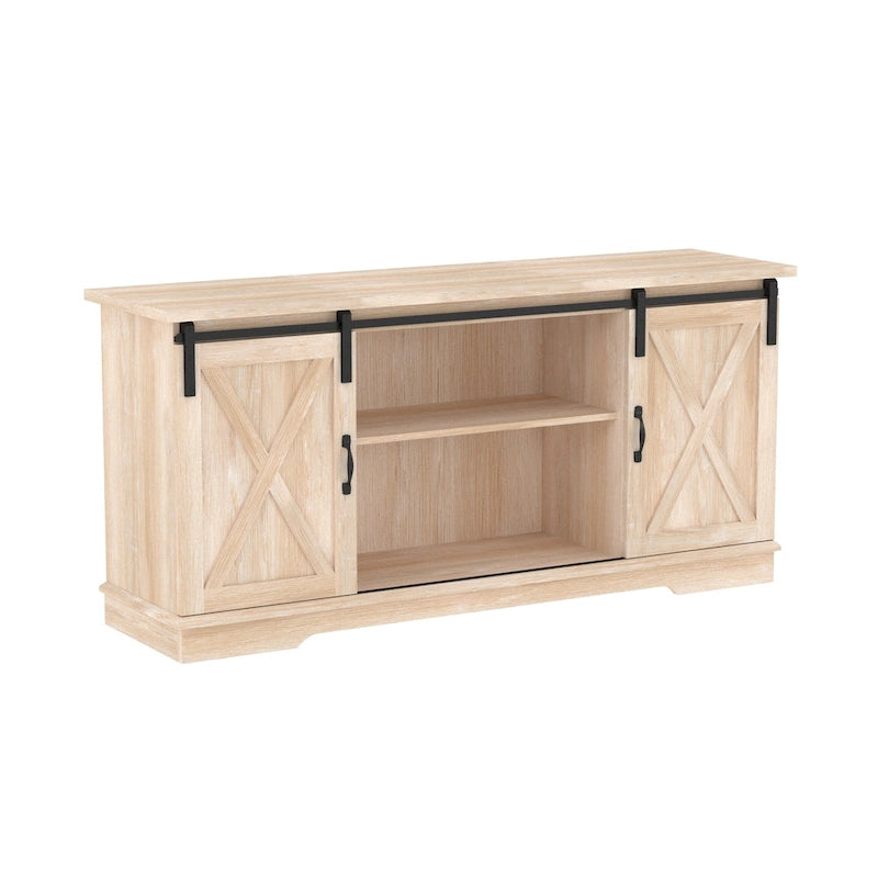 Sliding Barn Door TV Stand - Oak/Grey/White, 58"
