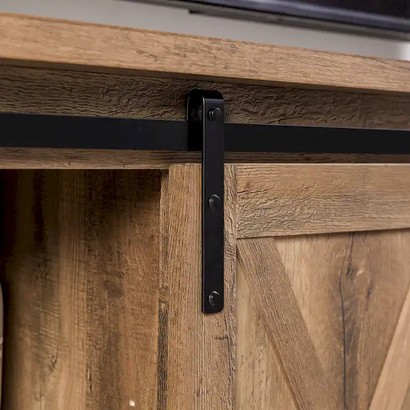 Sliding Barn Door TV Stand - Oak/Grey/White, 58"