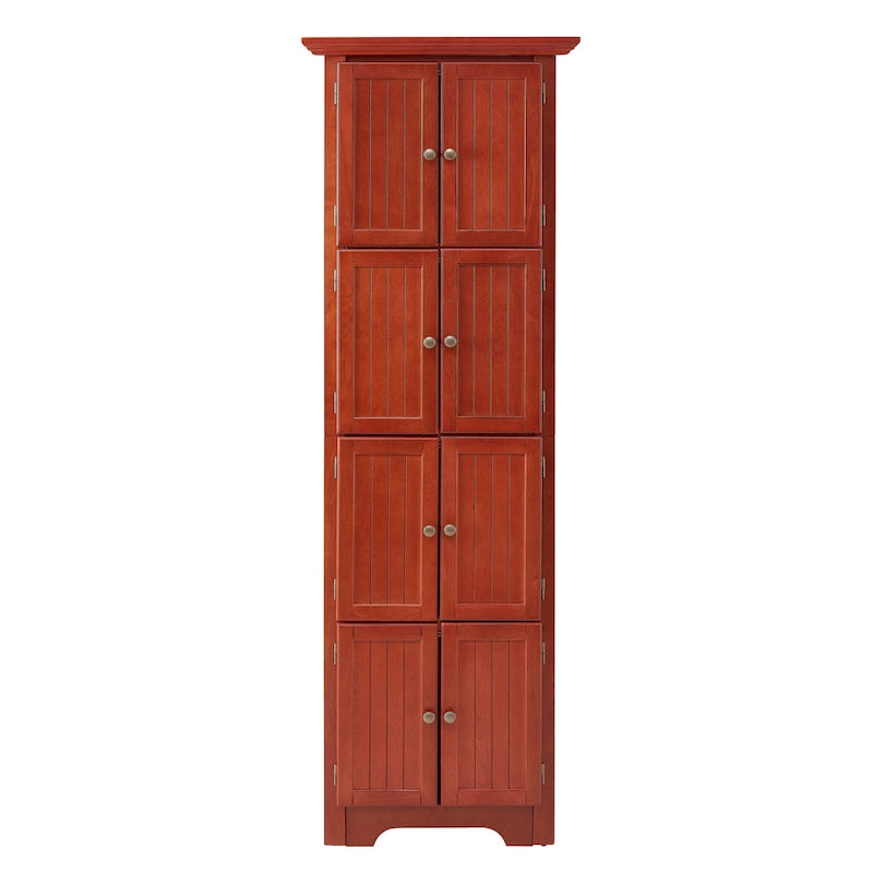 4-Tier Corner Kitchen Pantry Cabinet - Cherry/Oak, 8 Doors