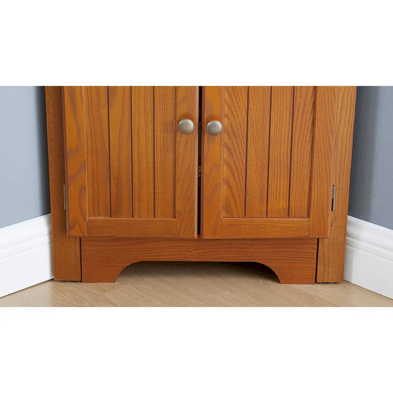 4-Tier Corner Kitchen Pantry Cabinet - Cherry/Oak, 8 Doors