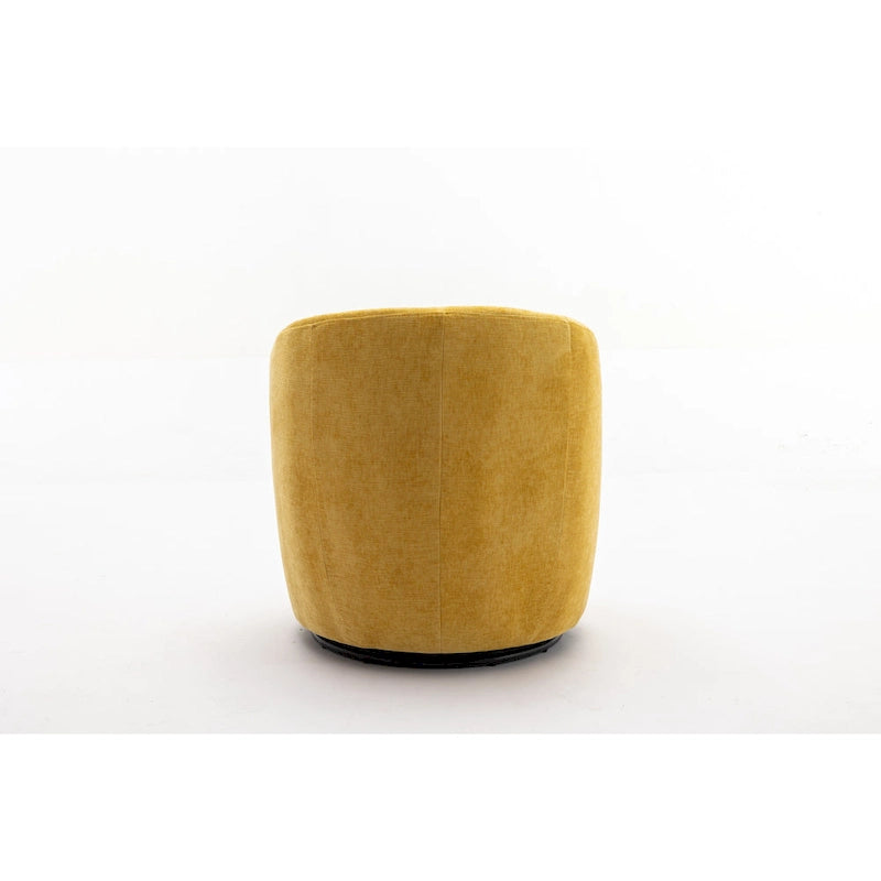 Yellow Chenille Modern 25.6 Swivel Barrel Chair with Metal Ring