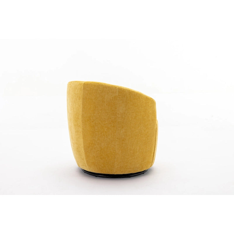 Yellow Chenille Modern 25.6 Swivel Barrel Chair with Metal Ring