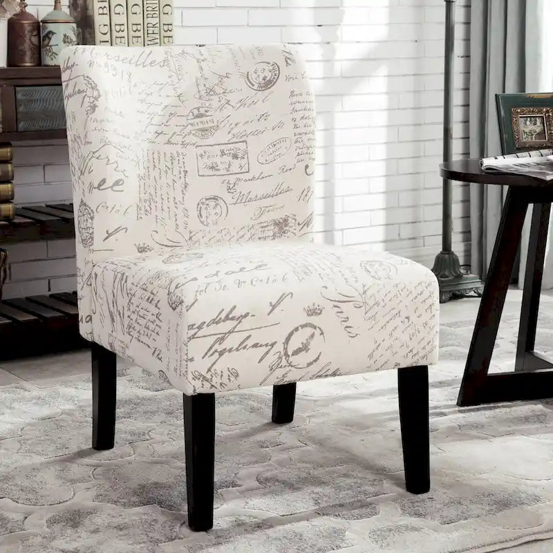 White 29.13 Upholstered Accent Chair with Wood Legs