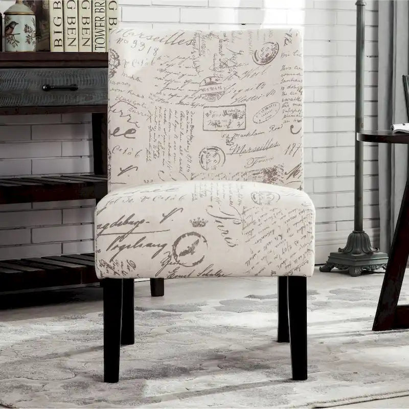 Upholstered Accent Chair with Wood Legs - White, Single Seat