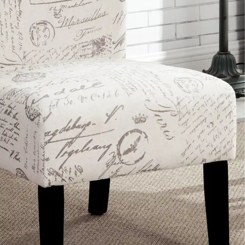 Upholstered Accent Chair with Wood Legs - White, Single Seat