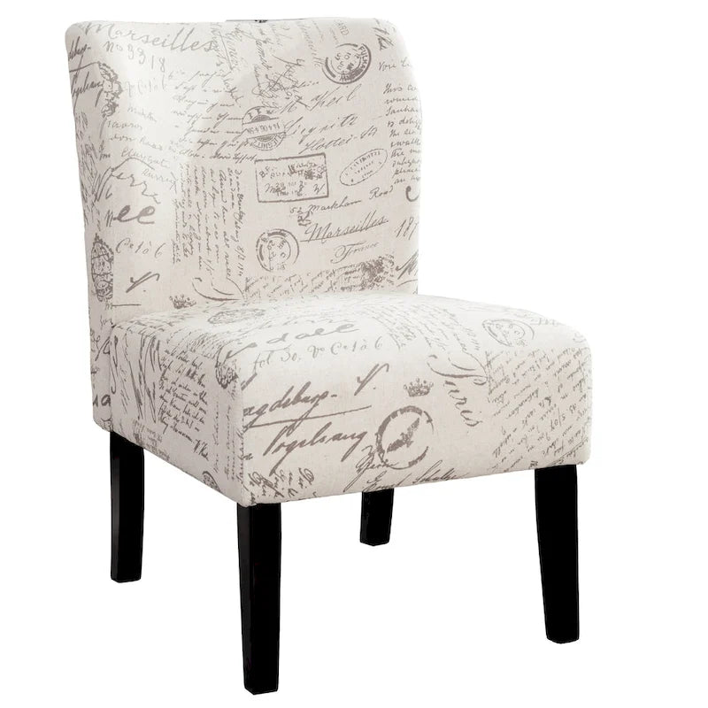 Upholstered Accent Chair with Wood Legs - White, Single Seat