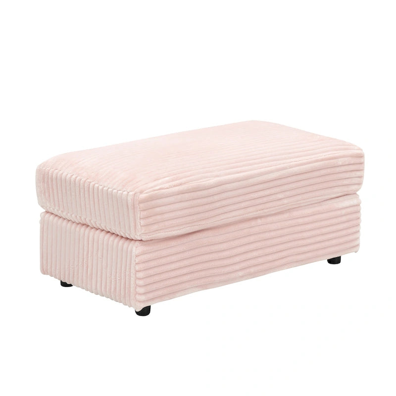 Pink 39.37 Corduroy Single Armchair Sofa with Ottoman, Cup Holder