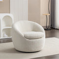 Cream White 31 Boucle Barrel Chair with Swivel Base