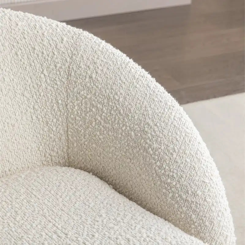 Boucle Barrel Chair with 360° Swivel - Cream White, Single Seat
