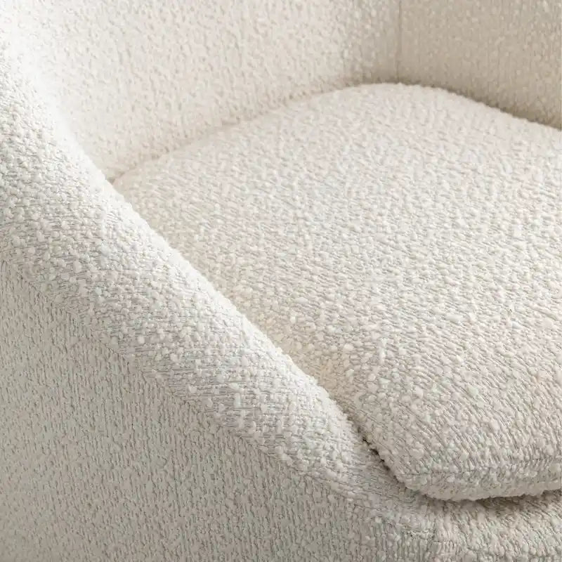 Boucle Barrel Chair with 360° Swivel - Cream White, Single Seat