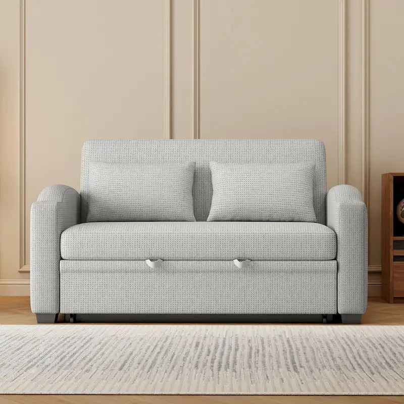 Convertible Loveseat Sofa Bed - White Grey, 2-Seater