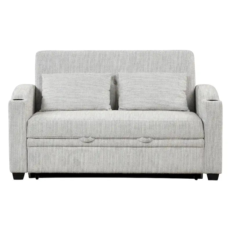 Convertible Loveseat Sofa Bed - White Grey, 2-Seater