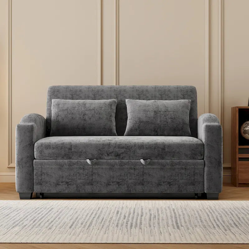 Convertible Loveseat Sofa Bed - White Grey, 2-Seater