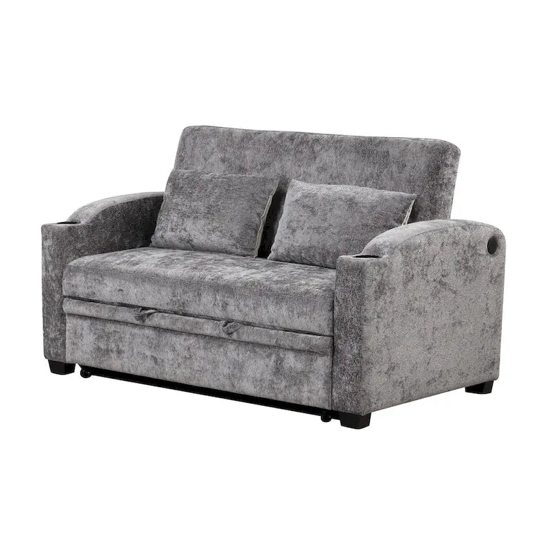 Convertible Loveseat Sofa Bed - White Grey, 2-Seater