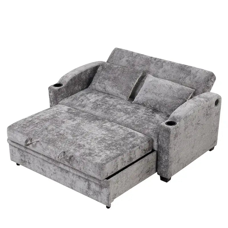 Convertible Loveseat Sofa Bed - White Grey, 2-Seater