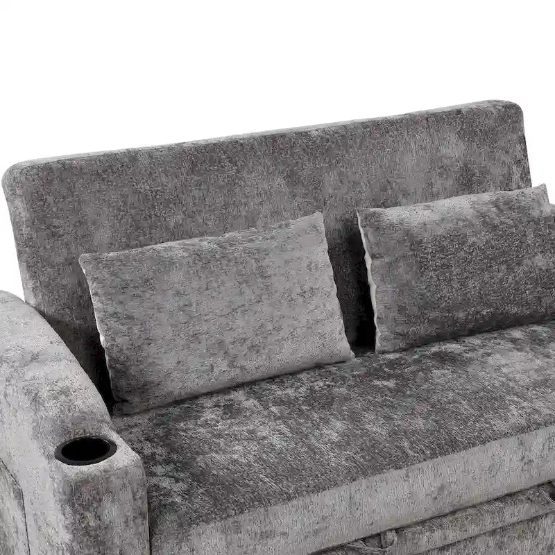 Convertible Loveseat Sofa Bed - White Grey, 2-Seater