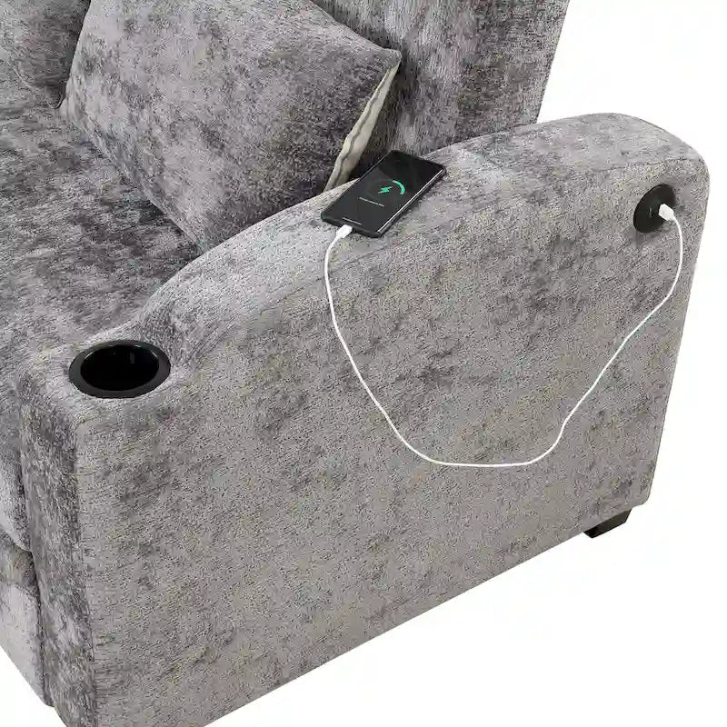 Convertible Loveseat Sofa Bed - White Grey, 2-Seater