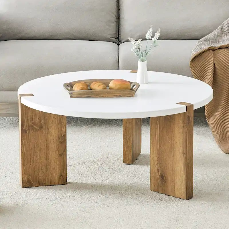 Round Coffee Table - White/Wood