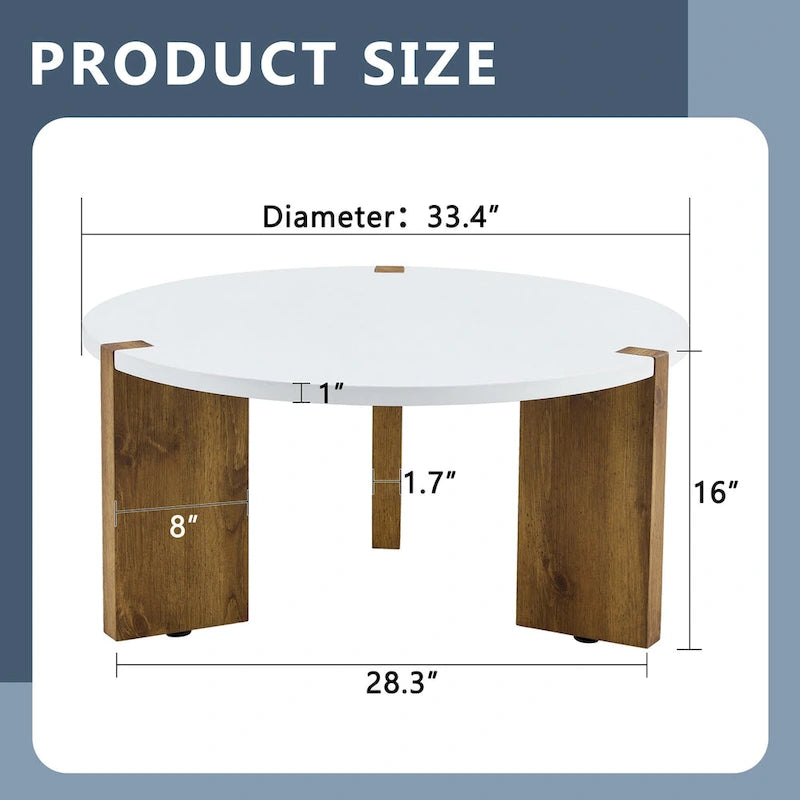 Round Coffee Table - White/Wood