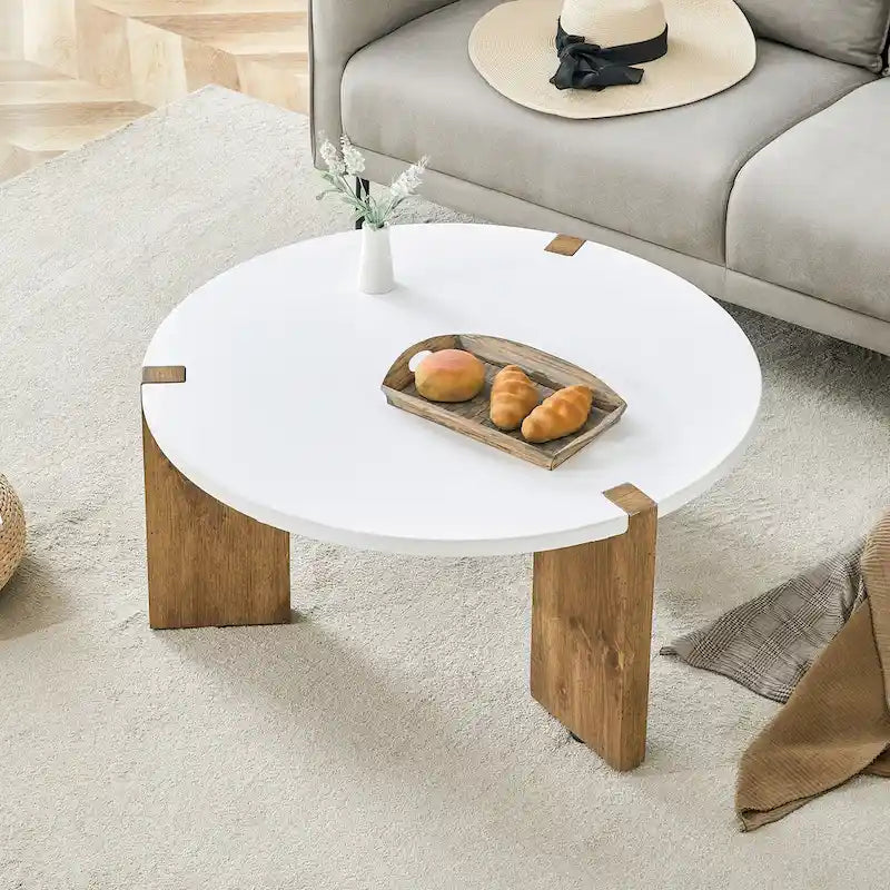 Round Coffee Table - White/Wood