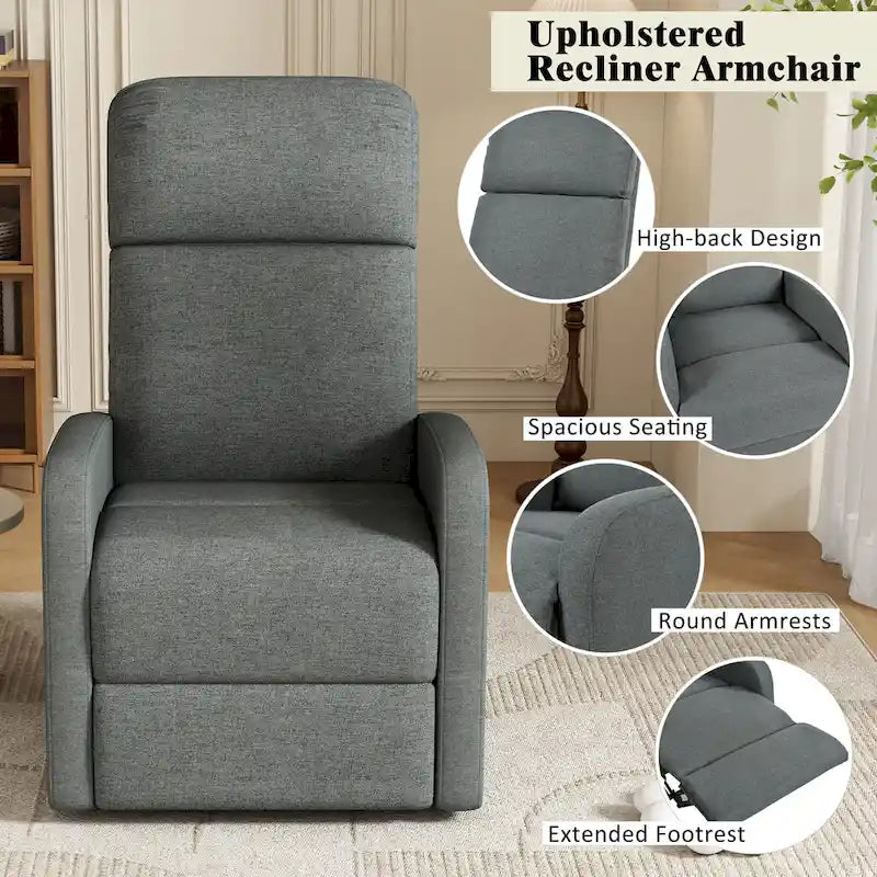 Modern Recliner Manual Recliner Home Theater Manual Recliner Chair with Adjustable Backrest for Living Room
