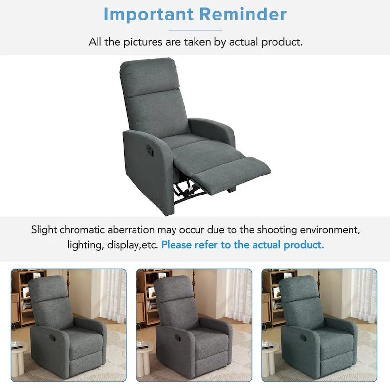Modern Recliner Manual Recliner Home Theater Manual Recliner Chair with Adjustable Backrest for Living Room