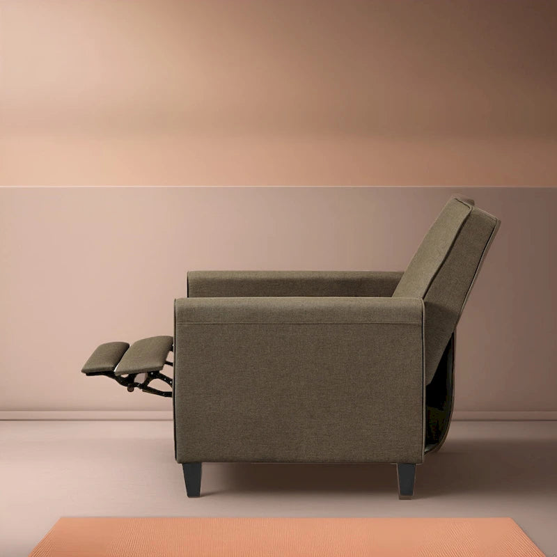 Pushback Recliner Chair  Compact Home Theater Seating with Armrests & Adjustable Footrest, Perfect for Small Spaces