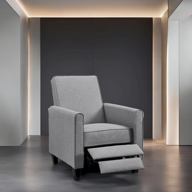 Pushback Recliner Chair  Compact Home Theater Seating with Armrests & Adjustable Footrest, Perfect for Small Spaces
