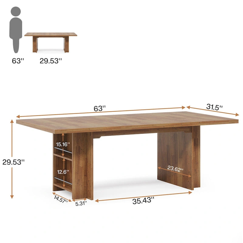 Office Desk with Storage Shelves - Brown/Natural, 63"