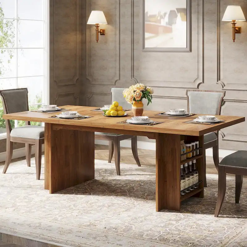 Office Desk with Storage Shelves - Brown/Natural, 63"