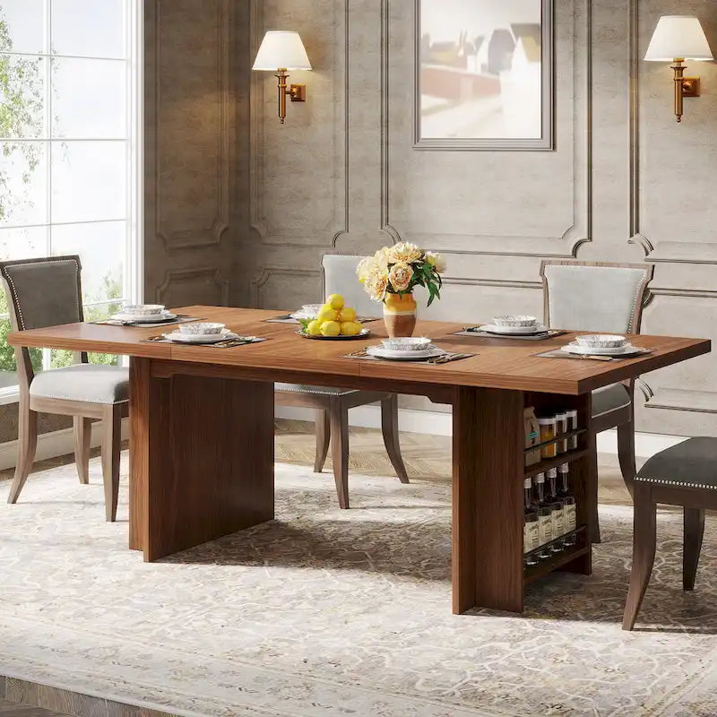 Office Desk with Storage Shelves - Brown/Natural, 63"