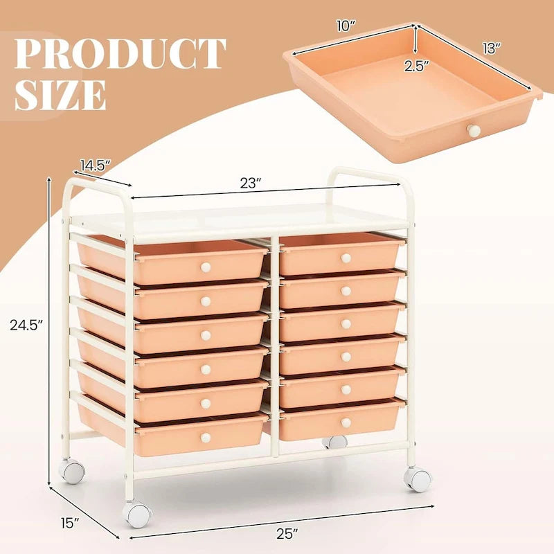 12-Drawer Rolling Storage Cart Mobile Utility Cart on Wheels