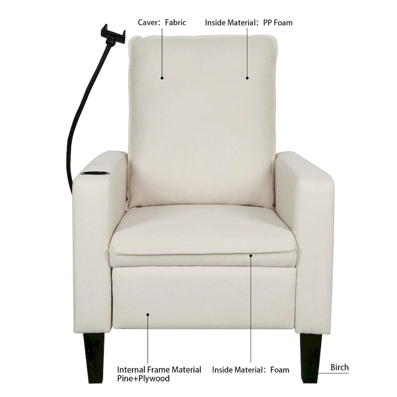 Recliner Chairs for Adults, Adjustable Recliner Sofa with Mobile Phone Holder & Cup Holder