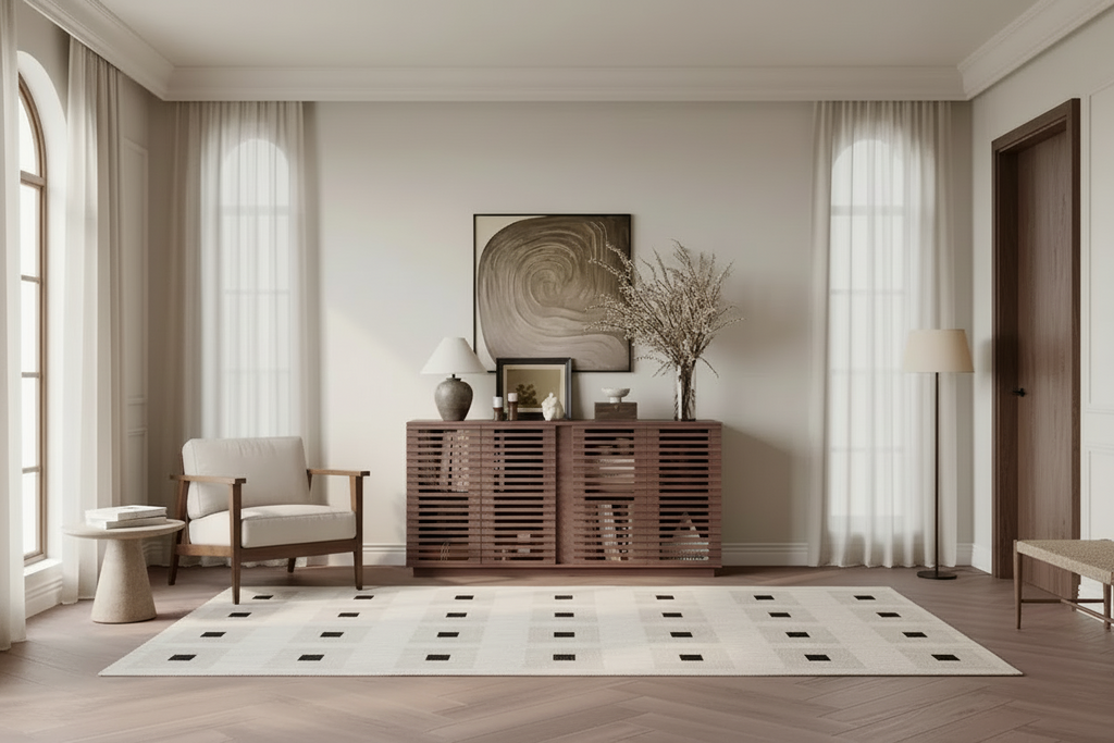 Buffet Sideboard with Slatted Wood Doors - Oak