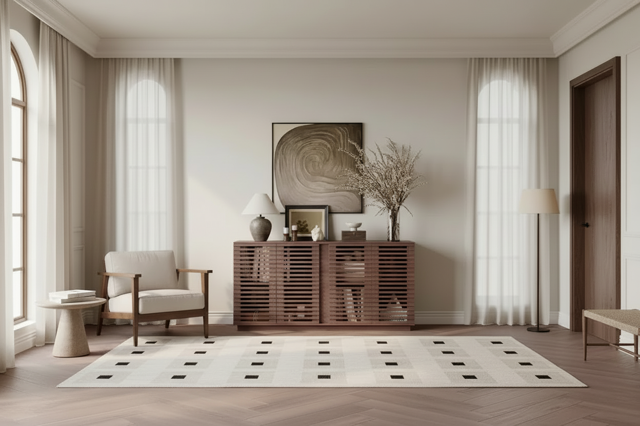 Buffet Sideboard with Slatted Wood Doors - Oak