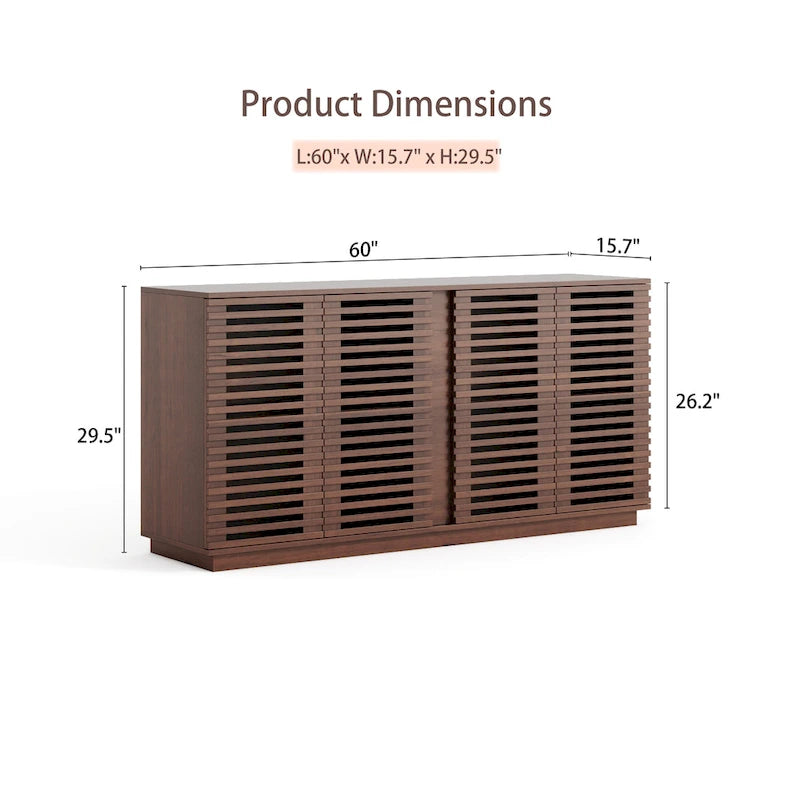 Buffet Sideboard with Slatted Wood Doors - Oak