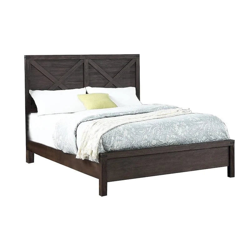 Queen Bed with X-Design Headboard - Espresso