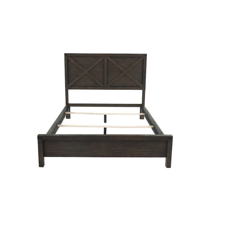 Queen Bed with X-Design Headboard - Espresso