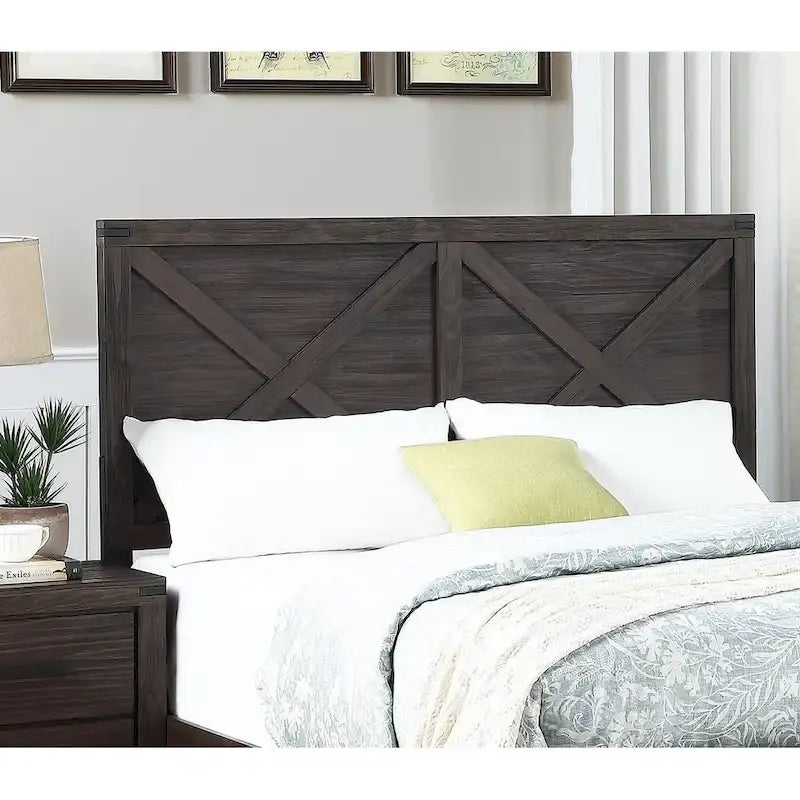 Queen Bed with X-Design Headboard - Espresso